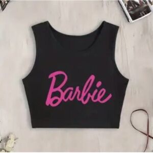 Barbie Black Crop Top with Pink Logo